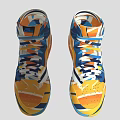 Colorful High Top Sneakers With Artistic Blue Orange White Pattern And Trendy Laces Design