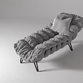 Gray Modern Lounge Chair With Pleated Design and Soft Gray Cushion on Black Metal Legs