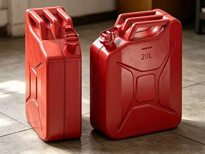 Industrial Red 20L Plastic Jerry Cans For Heavy Duty Storage Use 3d model