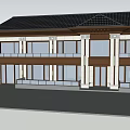 Traditional Modern Detached Villa Exterior Design With Black Tiled Roof White Walls And Green Plants