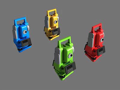 Industrial Equipment Multi Colored Blue Yellow Green Red Portable Design Features 3d model