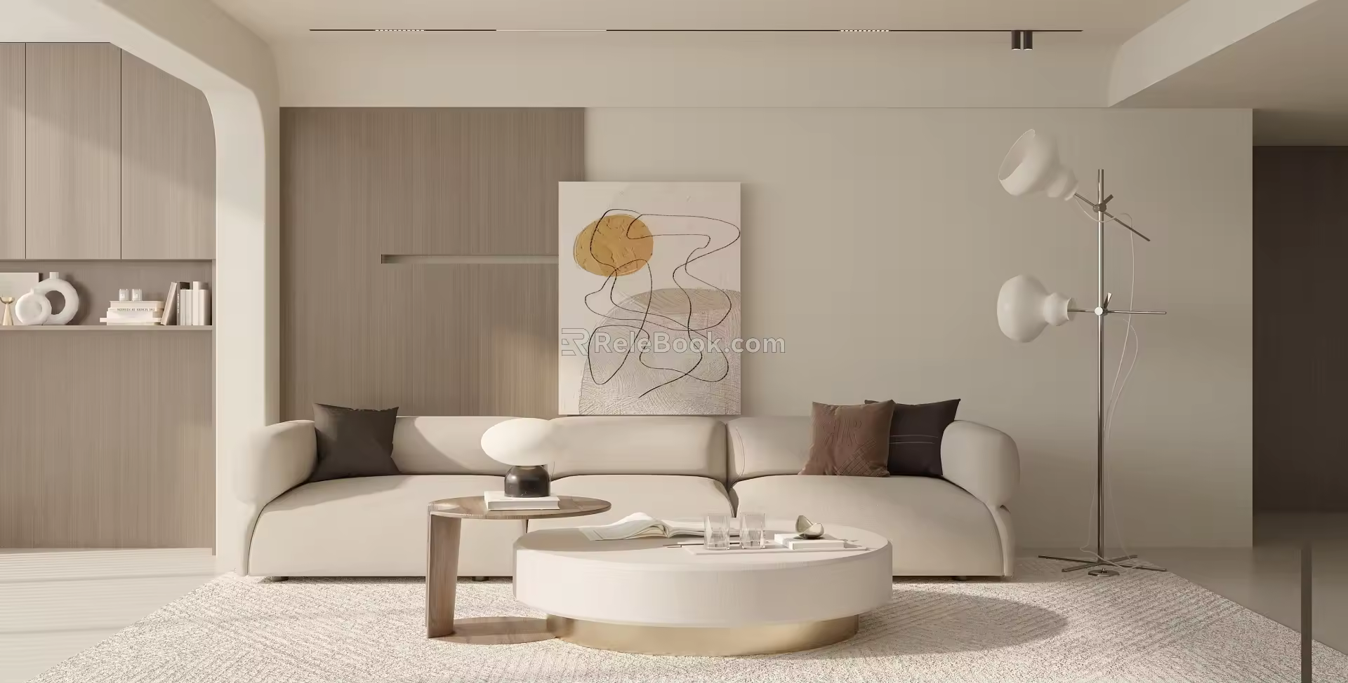 modern three-seat sofa double sofa 3d model
