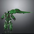 Green Sci Fi Mech Robot With Biomechanical Design And Extended Beak Feature 3d model