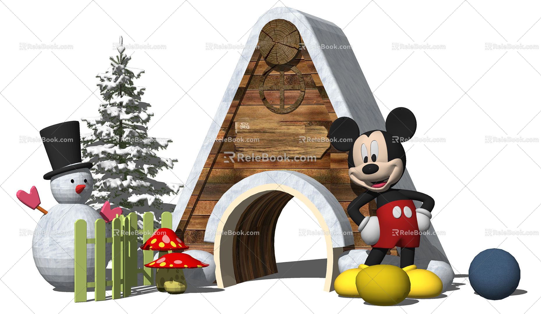 Modern Meichen Snowman Chalet Mickey Meichen Ornaments 3d model