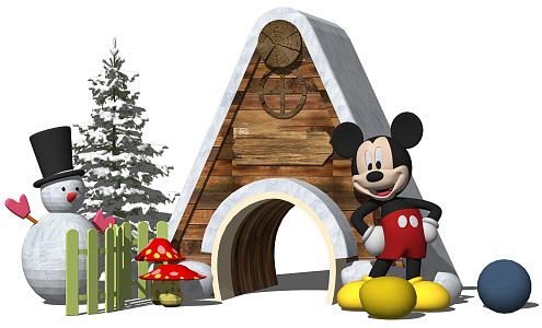 Modern Meichen Snowman Chalet Mickey Meichen Ornaments 3d model