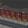 Terraced Brick Townhouse Row With Gray Roofs Front Steps and Multiple Units