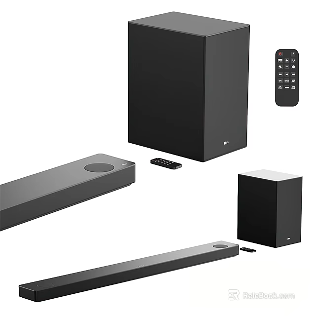 Premium Audio System with Soundbar Subwoofer and Remote Control Devices 3d model 