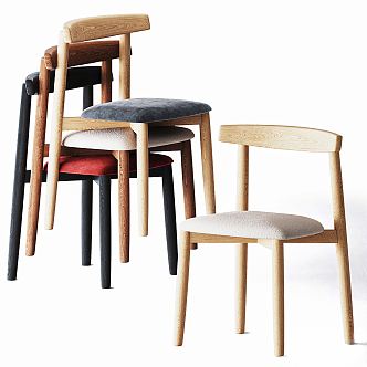 Nordic Dining Chair Single Chair Combination 3d model