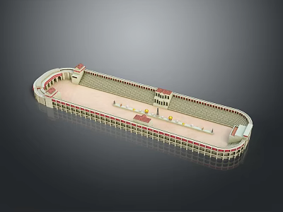 Detailed Oval Arena Architectural Model Featuring Seating Steps And Entrances 3d model