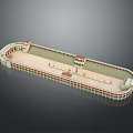 Detailed Oval Arena Architectural Model Featuring Seating Steps And Entrances 3d model