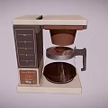 Vintage Style Coffee Maker Kitchen Appliance With Beige And Brown Design And Transparent Glass Carafe