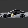 Pixel Art Car With Blocky Design Colorful Roof White Body And Black Wheels