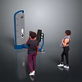 Two People Exercising Together In A Gym With Fitness Equipment