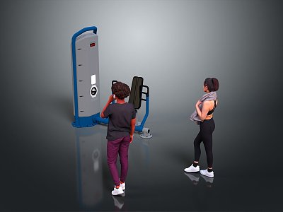 Modern Double Woman Fitness Equipment Female Beauty 3d model