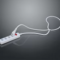 White Computer Power Strip With Multiple Outlets Red Switch And Cable