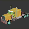 Shiny Yellow Semi Truck With Chrome Exhaust Pipes Classic Design And Wheels
