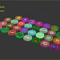 Colorful Circular Electronic Device Control Icons With Various Colors And Symbols