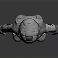 Man In Gray Protective Suit 3D Model With Yellow Pants Helmet And Visor Standing