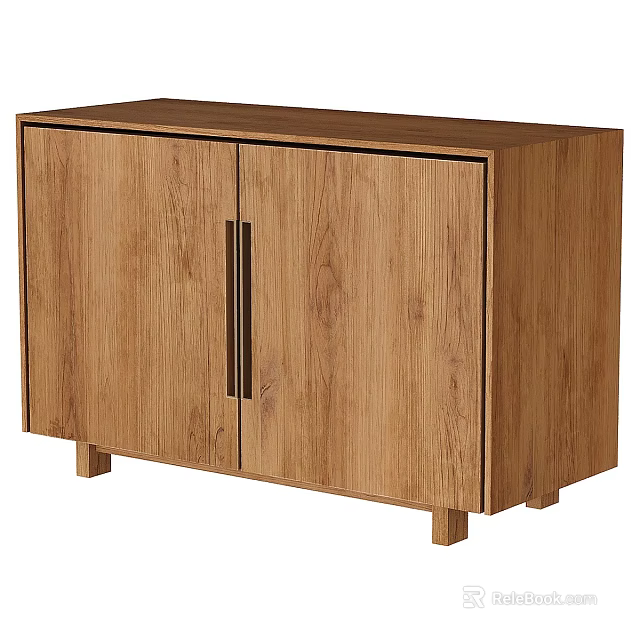 Wooden Entryway Cabinet Sideboard With Two Door Simple Design And Legs 3d model 