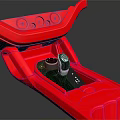 Red Car Interior Gear Shift Panel With Black Knob And Control Buttons 3d model