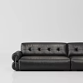 Black Leather Sectional Sofa With Tufted Design For Modern Living Room Furniture