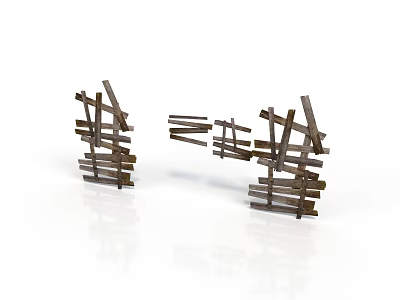 Abstract Architectural Structures Constructed With Interlaced Wooden Strips On White Background 3d model