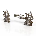 Abstract Architectural Structures Constructed With Interlaced Wooden Strips On White Background