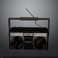 Vintage Electronic Radio With Wooden Frame Retro Design Speakers Antenna And Handle