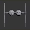 3D Rendered TIE Fighter Model With Black White Triangular Wings And Cockpit
