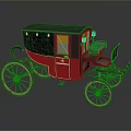 Classic Red And Black Antique Carriage With Wooden Wheels And Golden Emblem