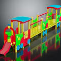 Colorful Kids Playground Train Equipment With Slide And Multiple Carriages For Outdoor Playground Use