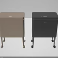 Beige And Black Rolling Storage Cabinets With Movable Wheels And Simple Design 3d model