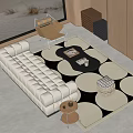 Quiet sofa tea table combination 3d model