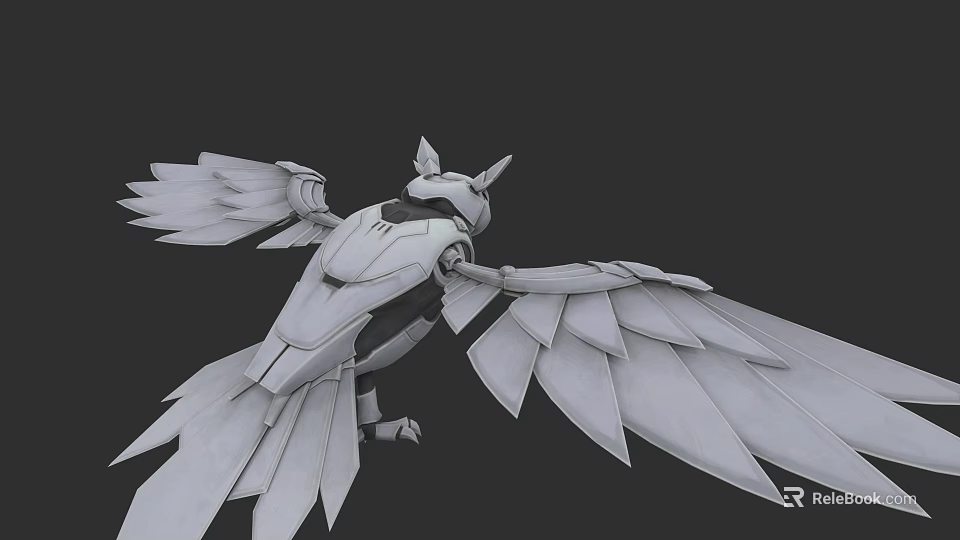 Mechanical Flying Bird 3D Model With Futuristic Design And Detailed Wings 3d model 