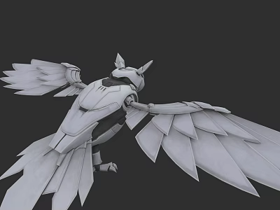 Mechanical Flying Bird 3D Model With Futuristic Design And Detailed Wings 3d model
