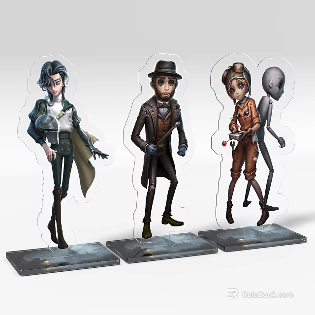 Decorative Figurine Set with Humanoid Characters Transparent Base and Acrylic Material for Home Decor 3d model 