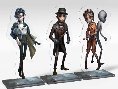 Decorative Figurine Set with Humanoid Characters Transparent Base and Acrylic Material for Home Decor 3d model