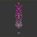3D Model of Decorative Spear with Pink and Purple Intricate Spiked Design
