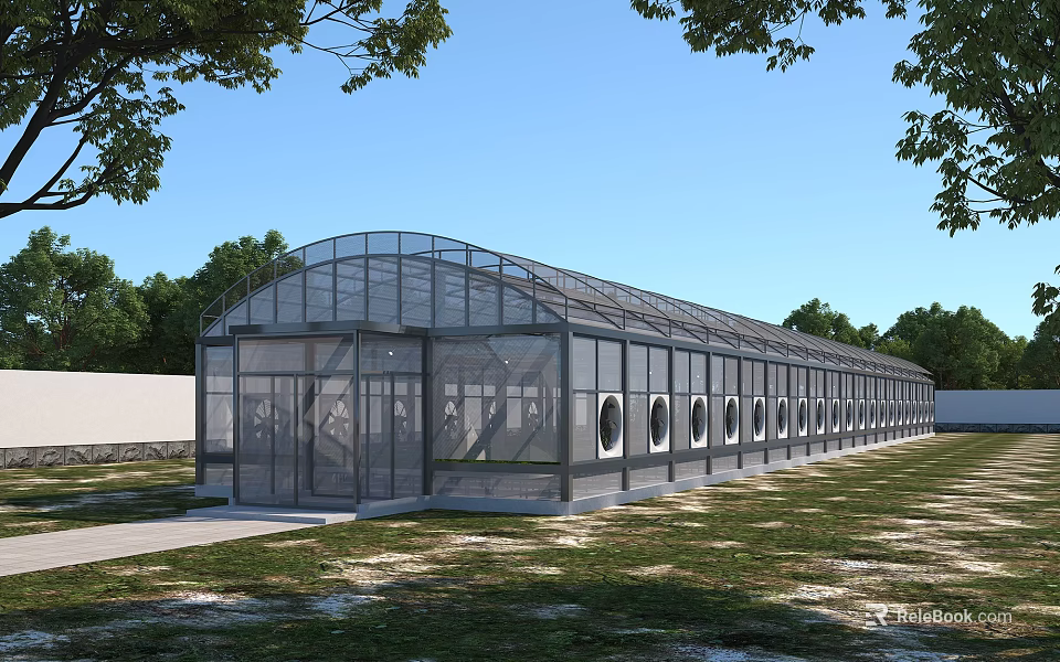 Modern Villa Balcony Design With Glass Structure And Green Garden Surroundings 3d model 