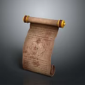 Ancient Scroll With Animal Themed Geometric Pattern And Brown Paper Texture