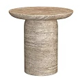 Modern Marble Side Tables With Beige And White Cylindrical Base Round Top Design