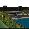Modern Green Arch Bridge Design With Steel Frame Structure Over River
