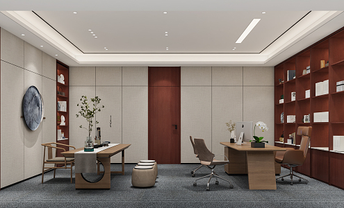 New Chinese Office Manager Office 3d model