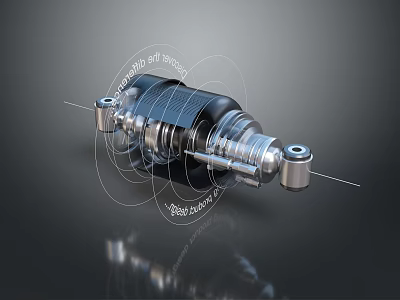 Mechanical Shock Absorber Component With Metal Spring Connection Ends And Technical Design Features 3d model