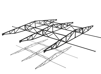 Industrial LOFT steel frame factory building steel beam 3d model