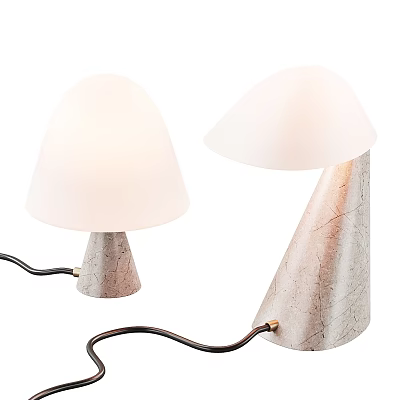 Two Modern Table Lamps With White Shades And Cracked Texture Bases 3d model