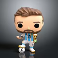 Man in Blue White Striped Number 10 Football Jersey Holding Trophy Standing on Soccer Ball