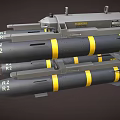 Military Weapon System With R2 Marked Missiles Black Yellow Stripes And Launcher Unit