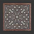 Intricate Geometric Pattern Decorative Wooden Panel With Artistic Carved Frame And Classic Design
