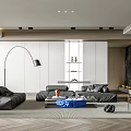 Modern Living Room Interior Design With Grey Sofa Coffee Table Floor Lamp And Rug